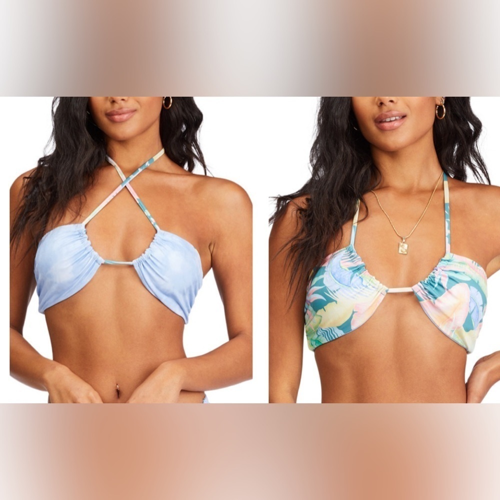 Billabong Rides and Tides Reversable Bandeau Bikini Top Junior M/10 NWT